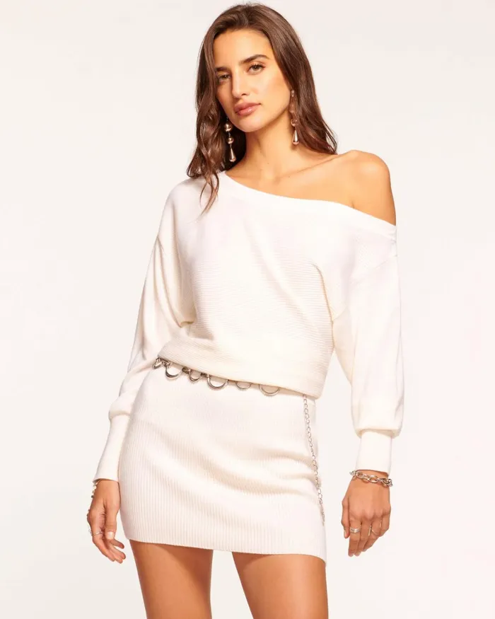 Women Anna OffTheShoulder Sweater Dress Burnt Sienna Ramy Brook Dresses