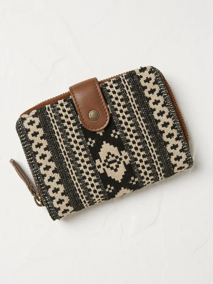 Women Bags and Purses Fat Face Etta Black Woven Foldover Purse