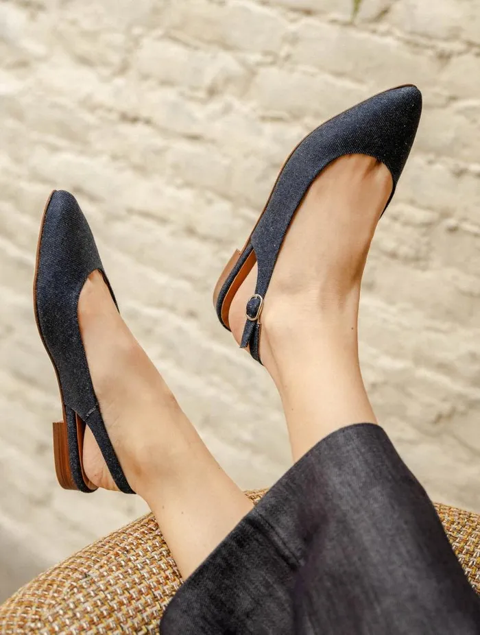 Women Ballet Flats Bobbies Paige Raw Denim