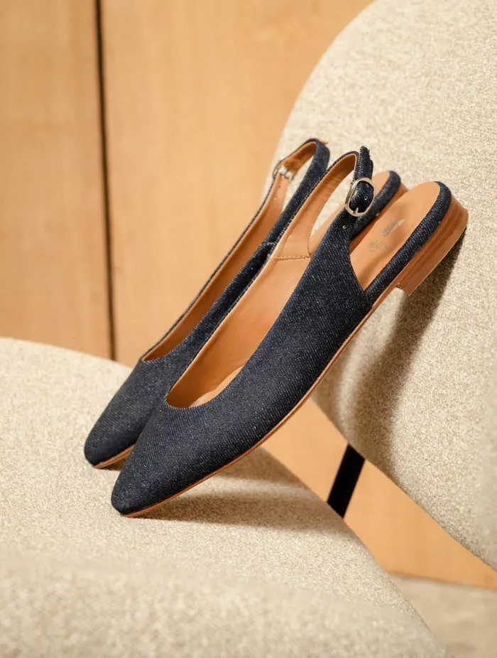 Women Ballet Flats Bobbies Paige Raw Denim Women Ballet Flats Bobbies Paige Raw Denim