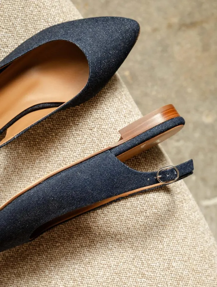 Women Ballet Flats Bobbies Paige Raw Denim Women Ballet Flats Bobbies Paige Raw Denim