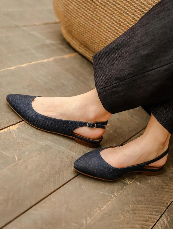Women Ballet Flats Bobbies Paige Raw Denim Women Ballet Flats Bobbies Paige Raw Denim