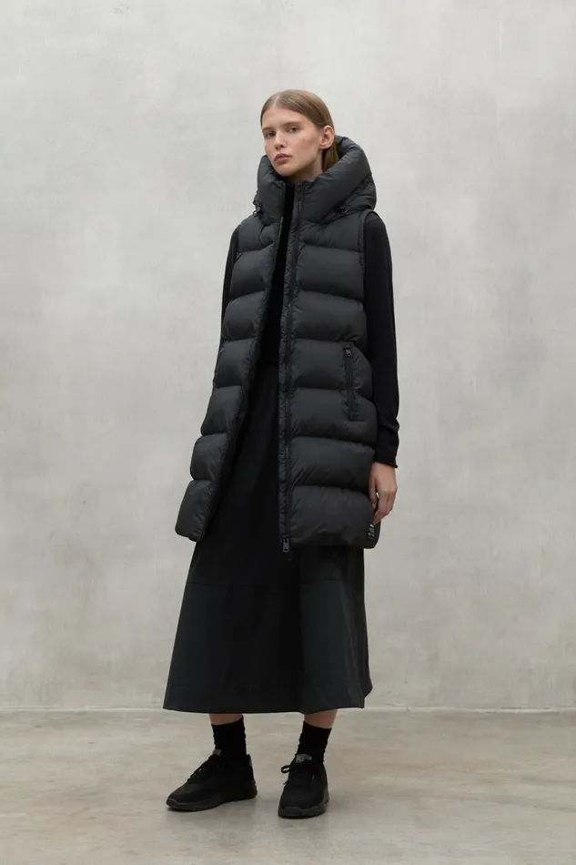 Women Black Manlie Waistcoat Ecoalf Coats And Jackets