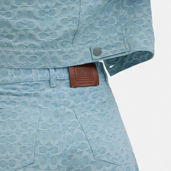 Women Bottoms Coach Signature Denim Shorts Blue Signature