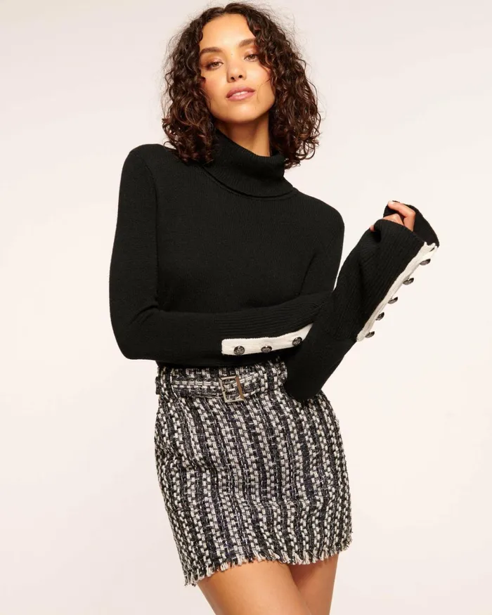 Women Brianna Colorblock Turtleneck Sweater Black Ramy Brook Tops