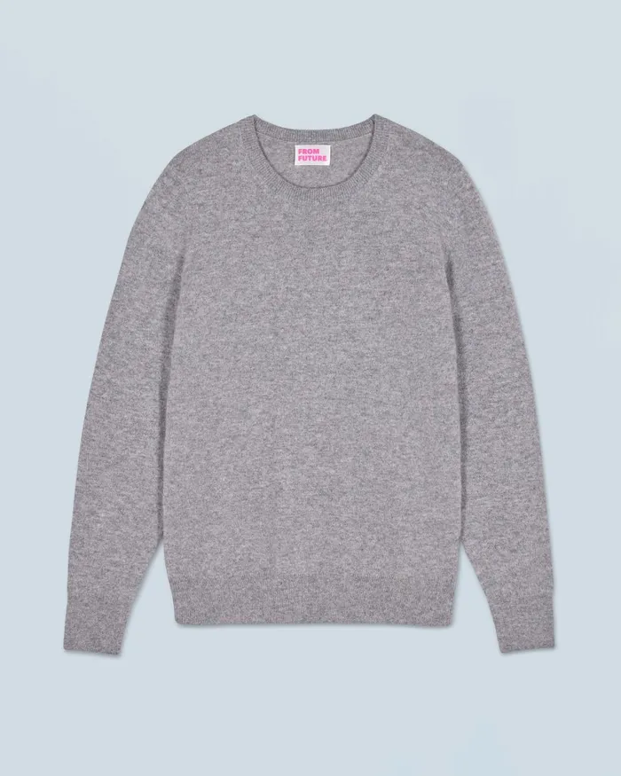 Women Cashmere Sweaters From Future Basic Crewneck Sweater Dark Heather Gray