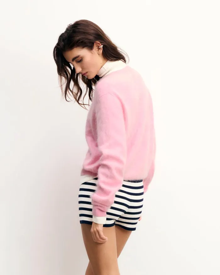 Women Cashmere Sweaters From Future Brushed Crewneck Sweater Sky Pink