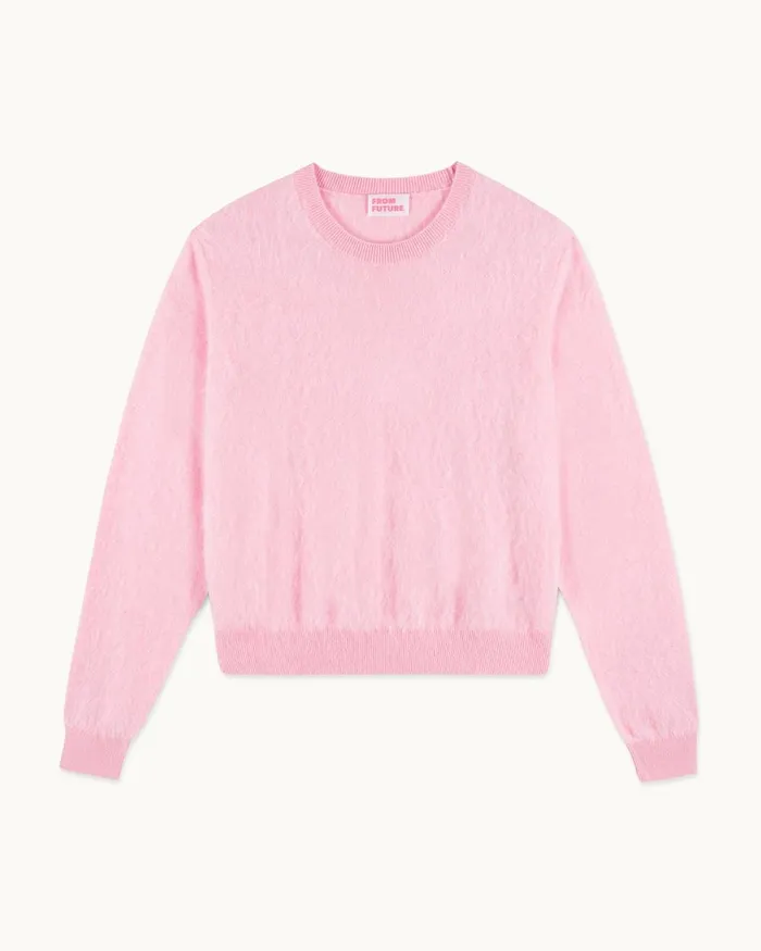 Women Cashmere Sweaters From Future Brushed Crewneck Sweater Sky Pink