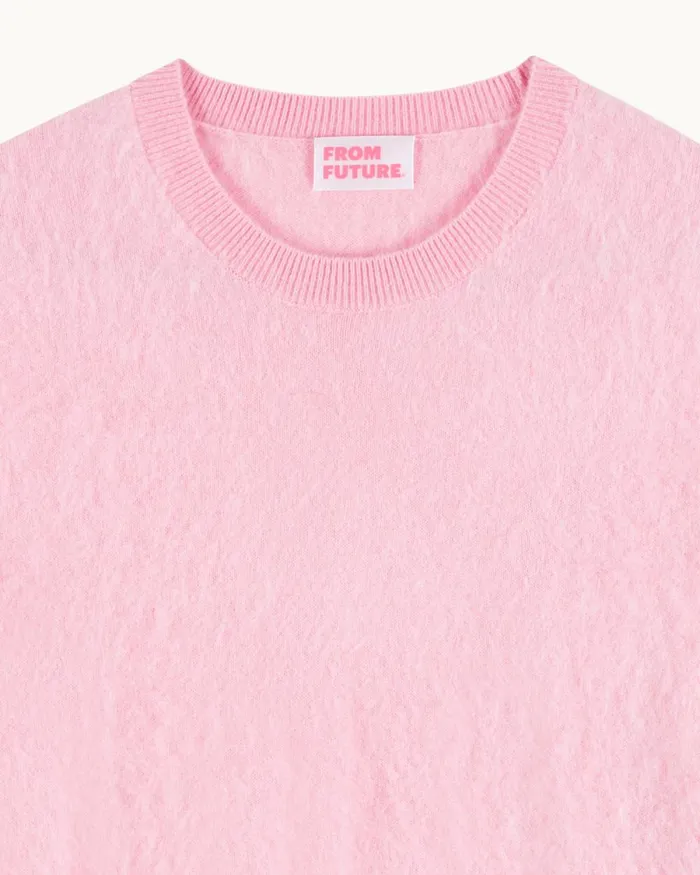 Women Cashmere Sweaters From Future Brushed Crewneck Sweater Sky Pink