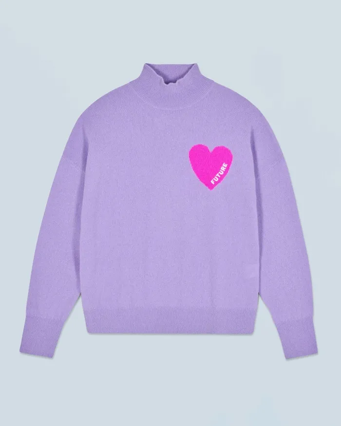 Women Cashmere Sweaters From Future Light Heart Mock Neck Sweater Magic Lilac Women Cashmere Sweaters From Future Light Heart Mock Neck Sweater Magic Lilac