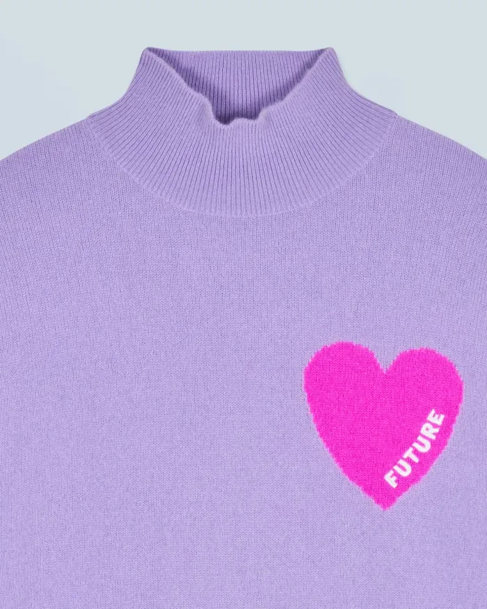 Women Cashmere Sweaters From Future Light Heart Mock Neck Sweater Magic Lilac