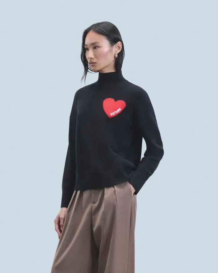 Women Cashmere Sweaters From Future Light Heart Mock Neck Sweater Magic Lilac