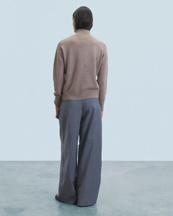 Women Cashmere Sweaters From Future Light Heart Mock Neck Sweater Taupe