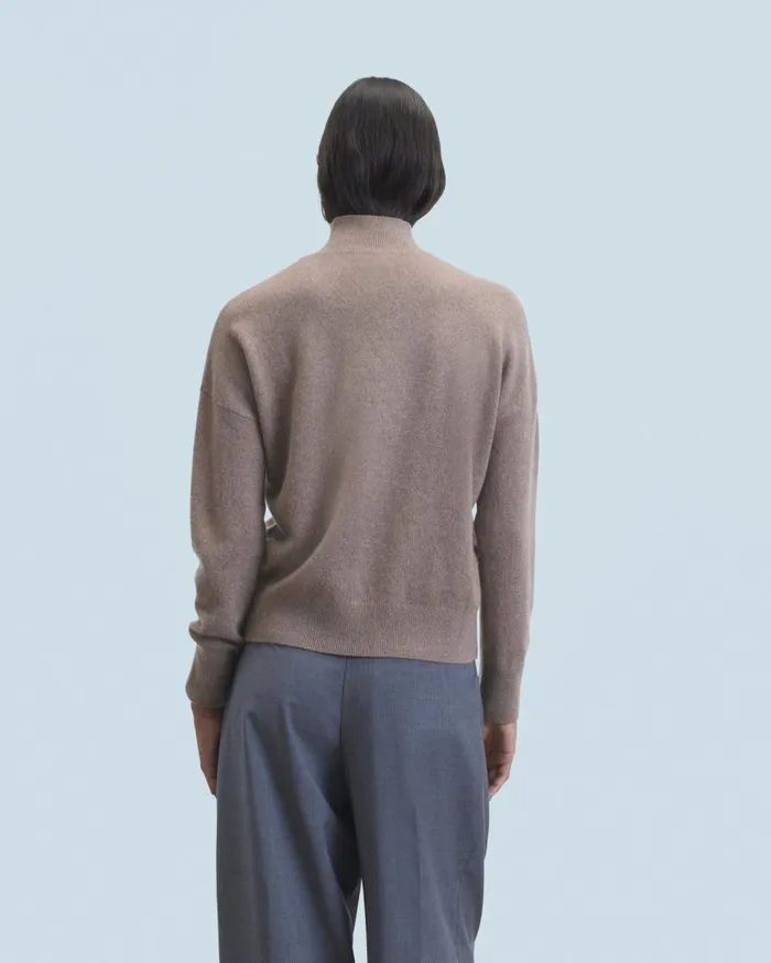 Women Cashmere Sweaters From Future Light Heart Mock Neck Sweater Taupe