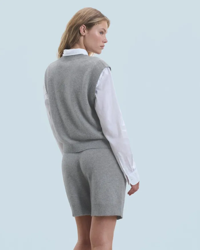 Women Cashmere Sweaters From Future Light Heart Sleeveless Sweater Dark Heather Gray