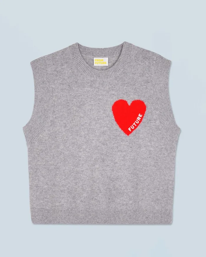 Women Cashmere Sweaters From Future Light Heart Sleeveless Sweater Dark Heather Gray