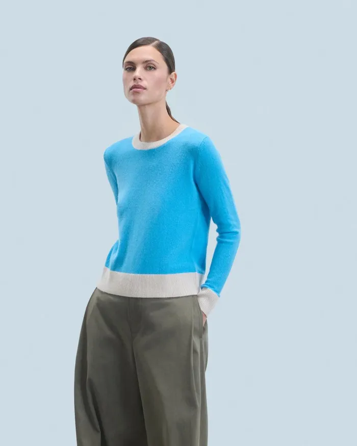 Women Cashmere Sweaters From Future Light TwoTone Crewneck Sweater Dreamy Blue