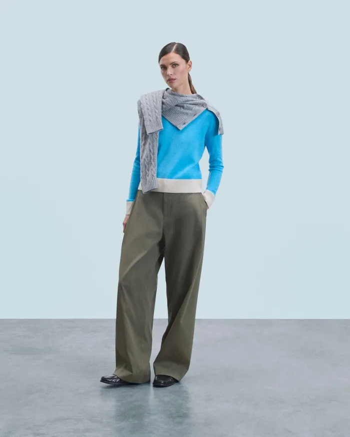 Women Cashmere Sweaters From Future Light TwoTone Crewneck Sweater Dreamy Blue