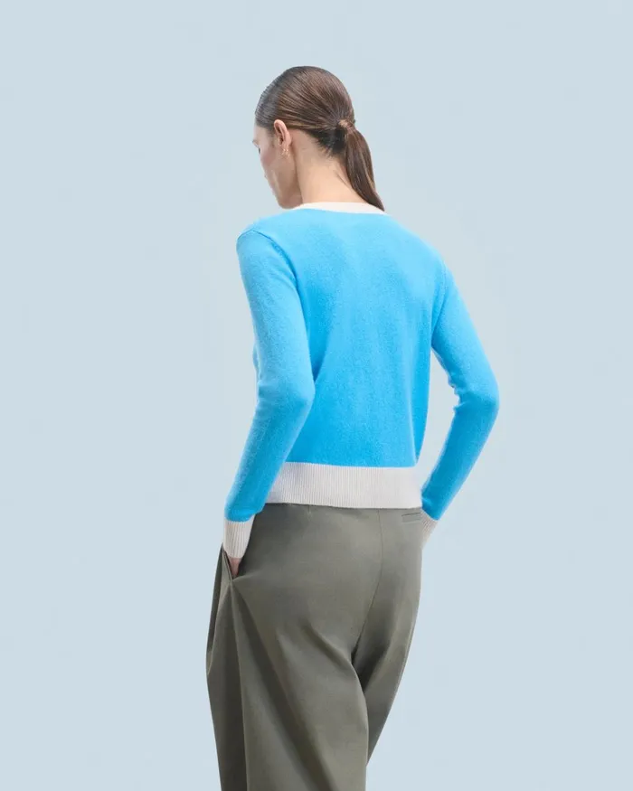 Women Cashmere Sweaters From Future Light TwoTone Crewneck Sweater Dreamy Blue