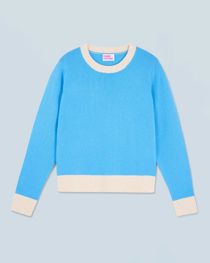 Women Cashmere Sweaters From Future Light TwoTone Crewneck Sweater Dreamy Blue