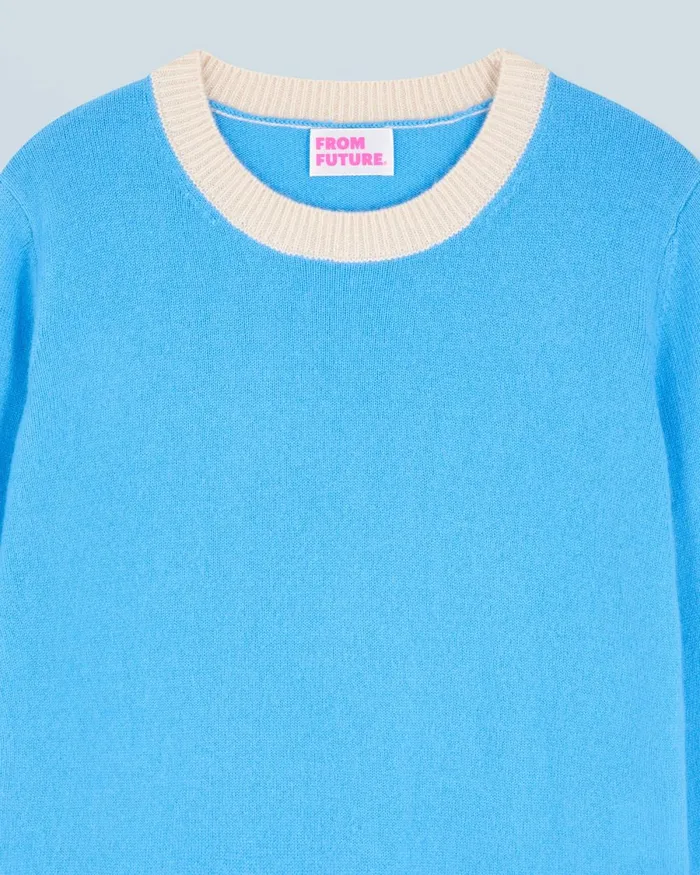 Women Cashmere Sweaters From Future Light TwoTone Crewneck Sweater Dreamy Blue