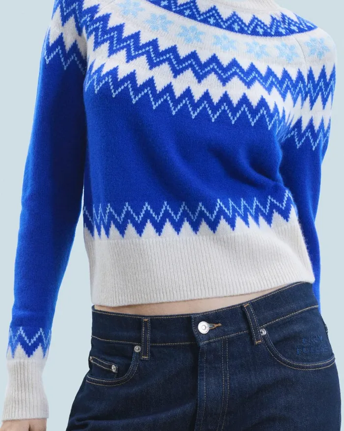 Women Cashmere Sweaters From Future Norwegian Mock Neck Sweater Popblue