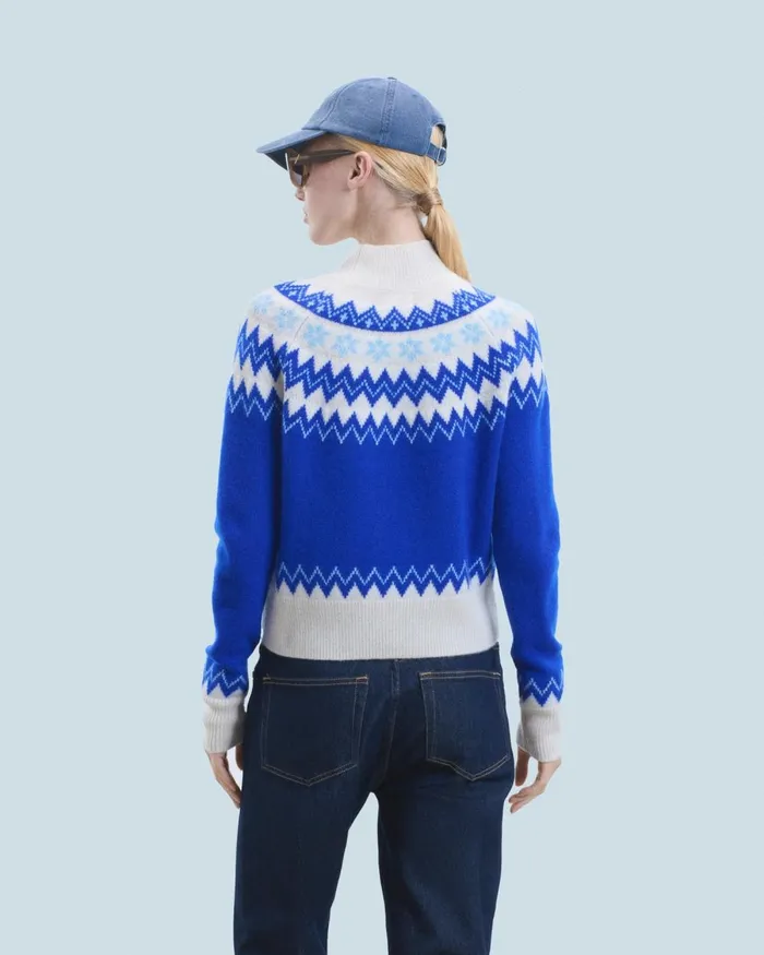 Women Cashmere Sweaters From Future Norwegian Mock Neck Sweater Popblue