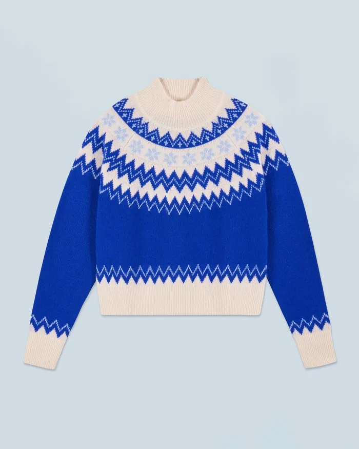 Women Cashmere Sweaters From Future Norwegian Mock Neck Sweater Popblue