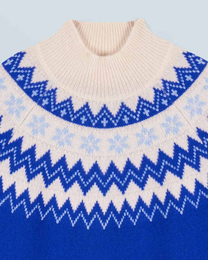 Women Cashmere Sweaters From Future Norwegian Mock Neck Sweater Popblue