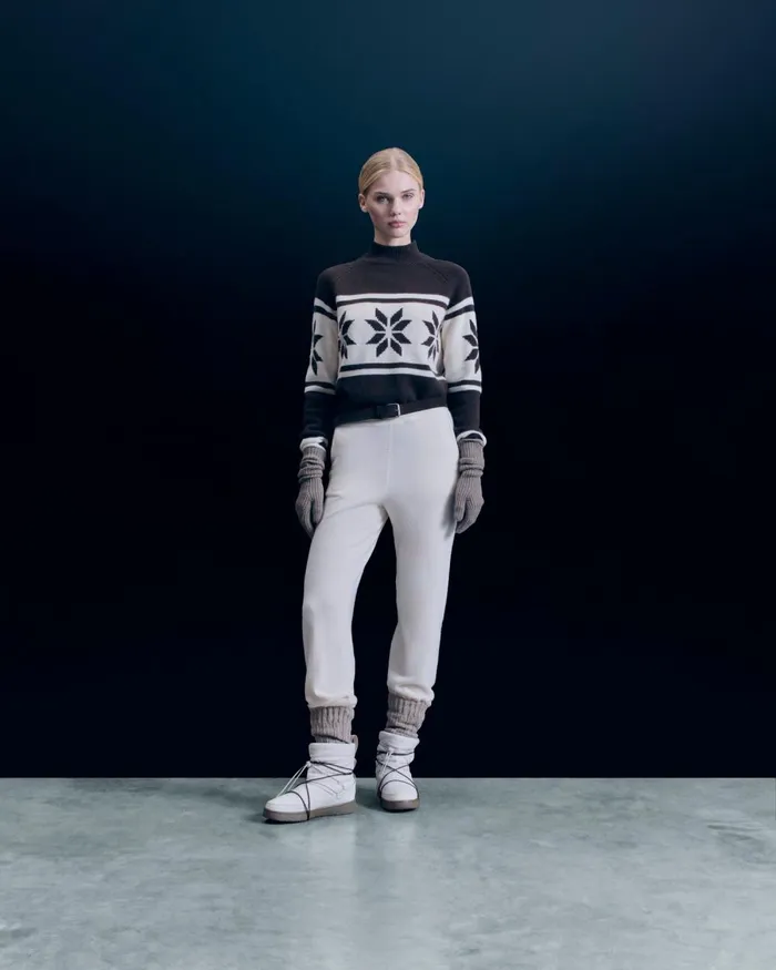 Women Cashmere Sweaters From Future Snowflake Mock Neck Sweater Chocolate