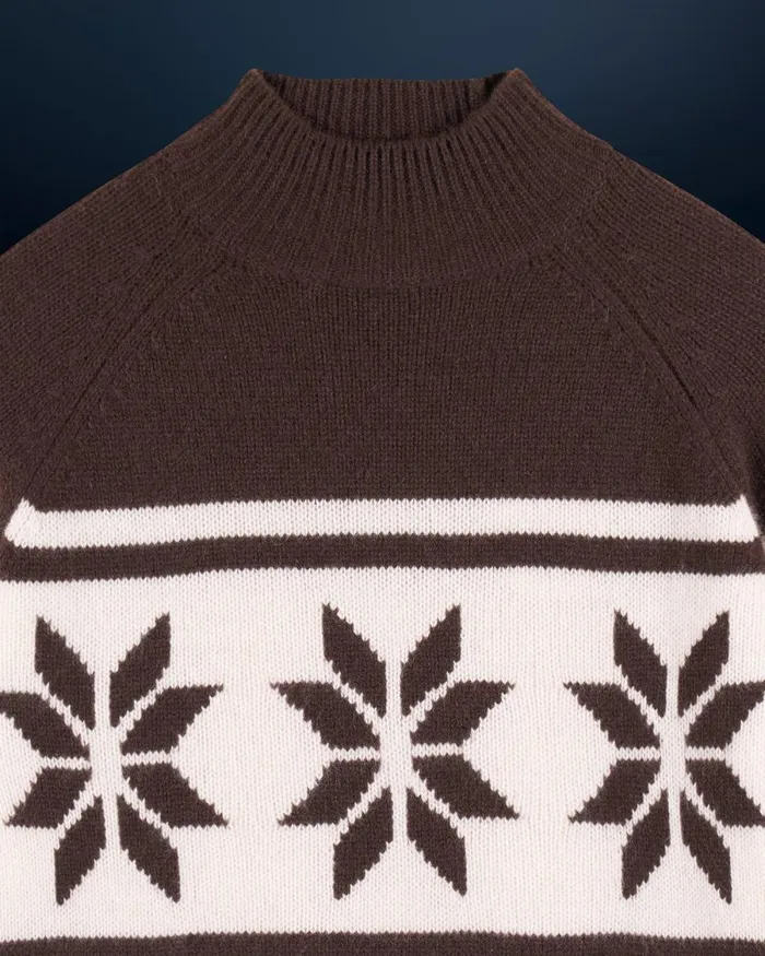 Women Cashmere Sweaters From Future Snowflake Mock Neck Sweater Chocolate