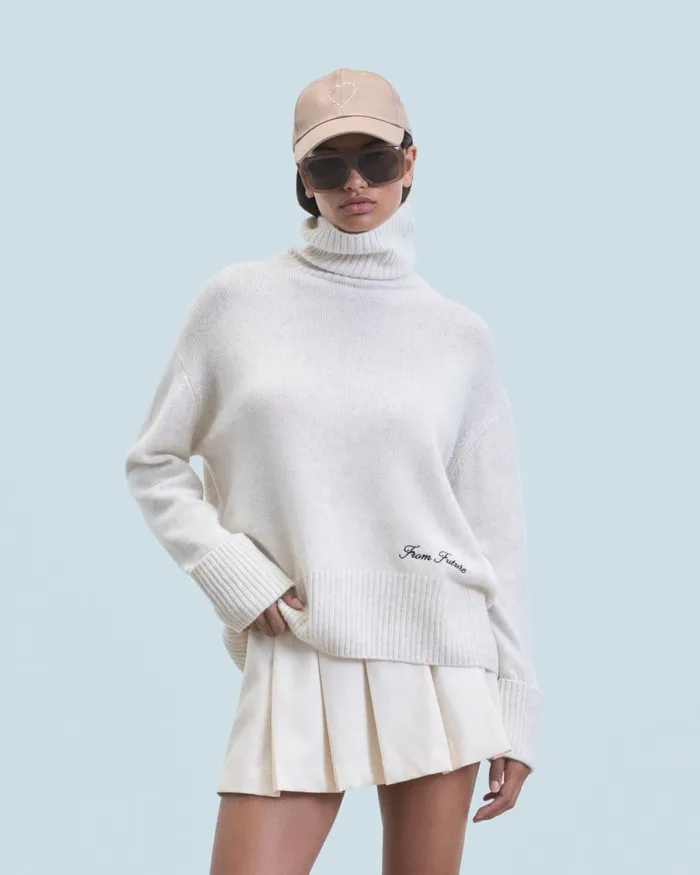 Women Cashmere Sweaters From Future Turtleneck Sweater Heathered Ecru