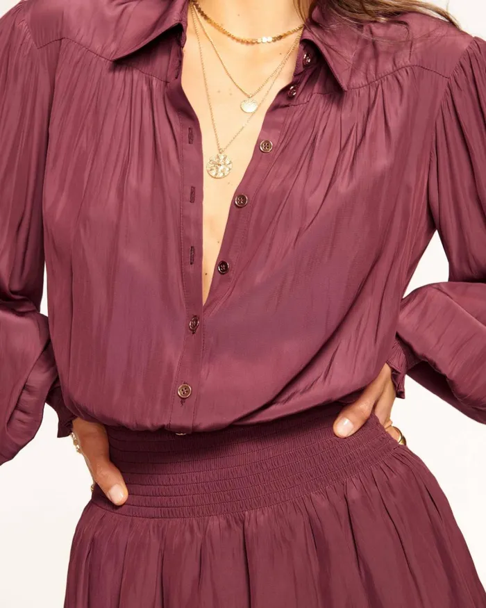 Women Charlie Button Down Mini Dress Cabernet Ramy Brook Dresses Women Charlie Button Down Mini Dress Cabernet Ramy Brook Dresses
