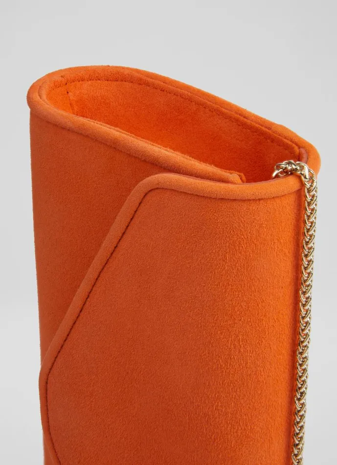 Women Clutch Bags LKBennett Dominica Orange Suede Clutch Bag Women Clutch Bags LKBennett Dominica Orange Suede Clutch Bag