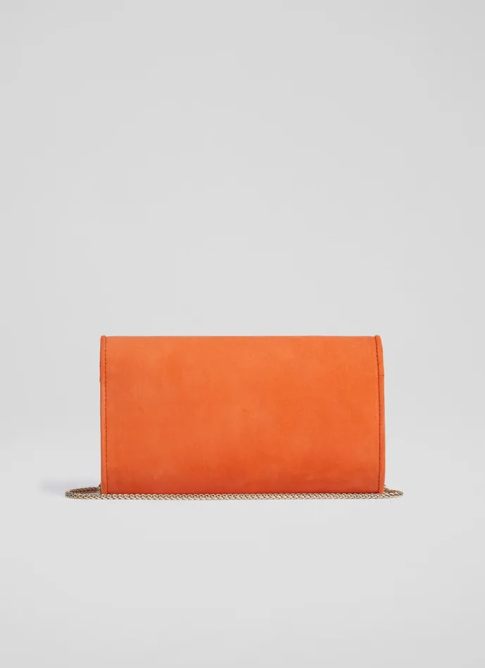 Women Clutch Bags LKBennett Dominica Orange Suede Clutch Bag Women Clutch Bags LKBennett Dominica Orange Suede Clutch Bag