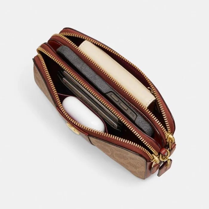 Women Clutches Coach Kira Crossbody In Colorblock Signature Canvas Brasstanrust Women Clutches Coach Kira Crossbody In Colorblock Signature Canvas Brasstanrust