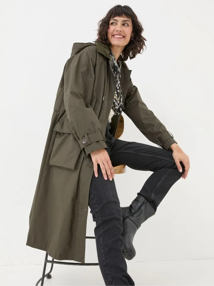 Women Coats and Jackets Fat Face Audrey Green Trench Coat