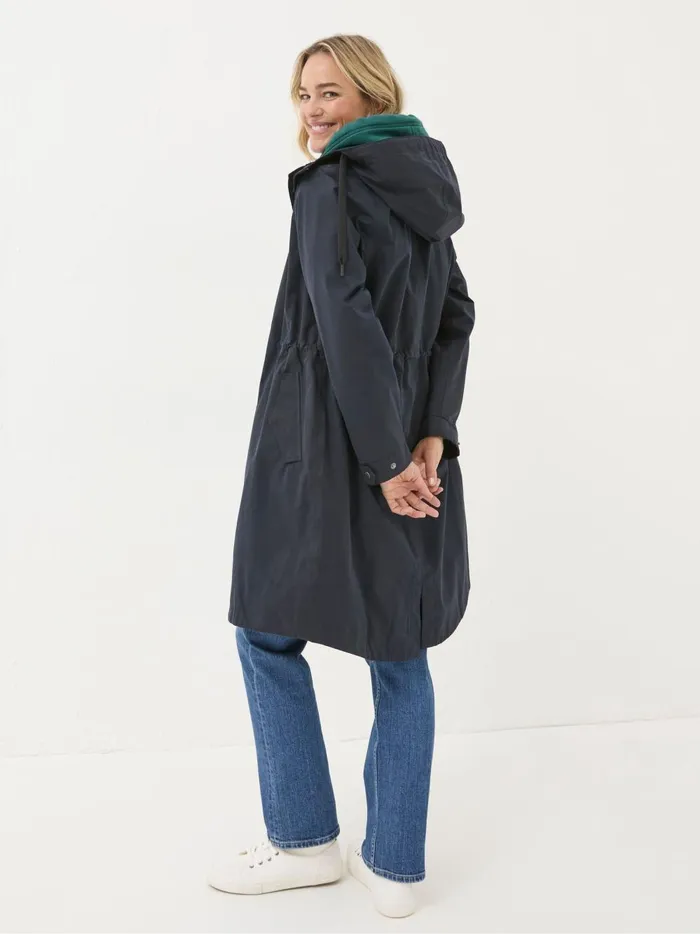 Women Coats and Jackets Fat Face Juno Navy Waterproof Long Coat