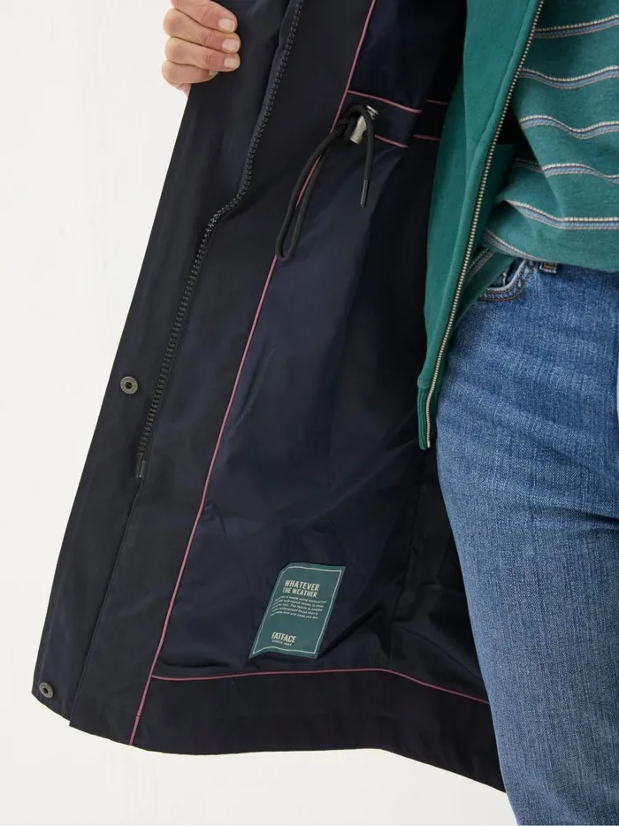 Women Coats and Jackets Fat Face Juno Navy Waterproof Long Coat