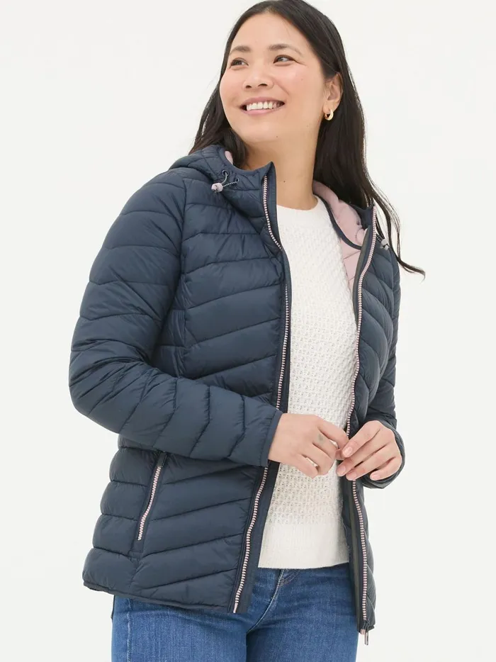 Women Coats and Jackets Fat Face Ruby Navy Lightweight Puffer Jacket