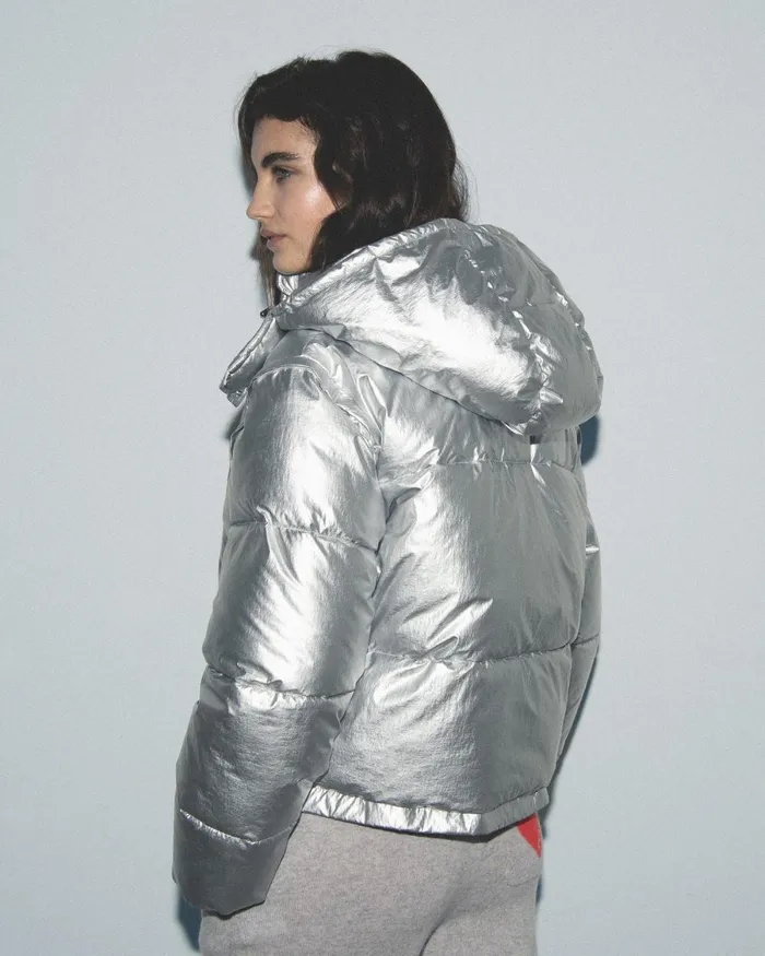 Women Coats and Jackets From Future Outerwear Craquele Down Jacket Silver