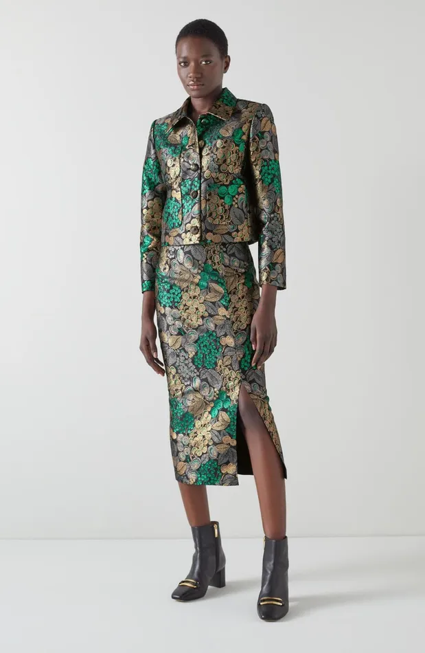 Women Coats and Jackets LKBennett Charlotte Metallic Fruit Brocade Jacket Multi Women Coats and Jackets LKBennett Charlotte Metallic Fruit Brocade Jacket Multi
