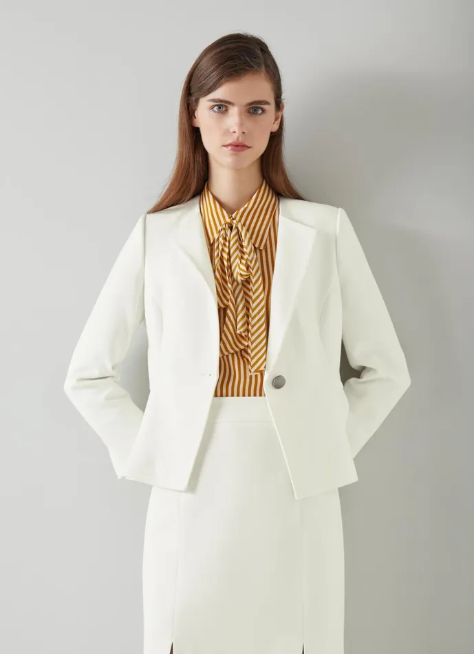 Women Coats and Jackets LKBennett Sky Cream Crepe Jacket With Lenzing Ecovero Viscose Ivory Women Coats and Jackets LKBennett Sky Cream Crepe Jacket With Lenzing Ecovero Viscose Ivory