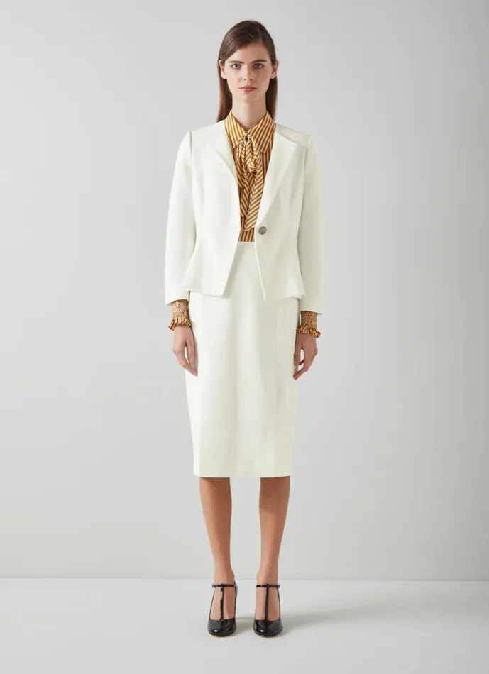 Women Coats and Jackets LKBennett Sky Cream Crepe Jacket With Lenzing Ecovero Viscose Ivory