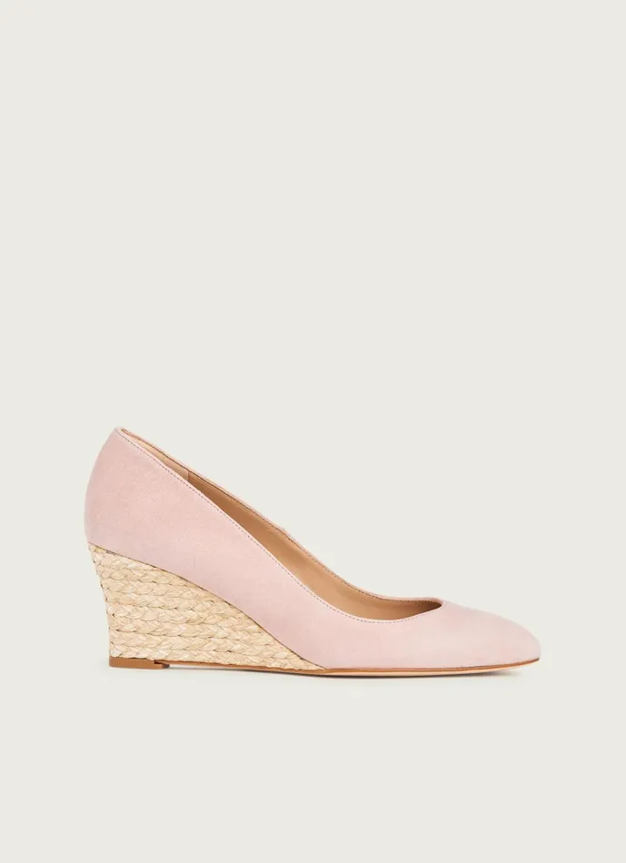 Women Court Shoes LKBennett Eevi Pink Suede Espadrille Wedges Pink
