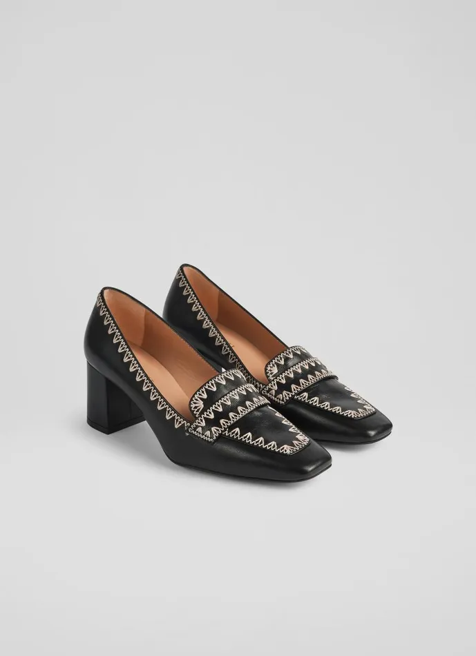 Women Court Shoes LKBennett Holden Black Leather StitchDetail Courts Black Women Court Shoes LKBennett Holden Black Leather StitchDetail Courts Black