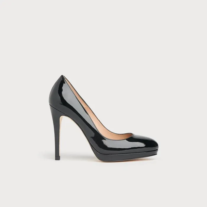Women Court Shoes LKBennett Sledge Black Patent Platform Courts Black