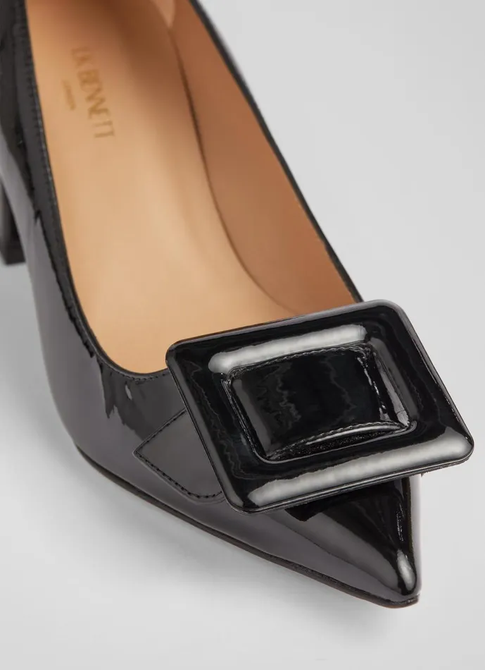 Women Court Shoes LKBennett Tia Black Patent BuckleDetail Courts Black Women Court Shoes LKBennett Tia Black Patent BuckleDetail Courts Black