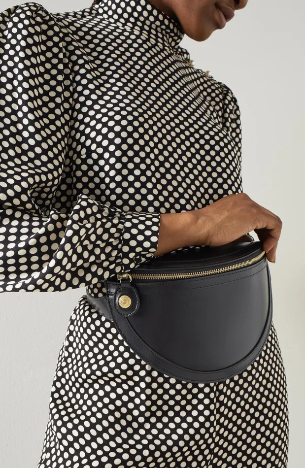 Women CrossBody Bags LKBennett Greta Black Leather CrossBody Bag