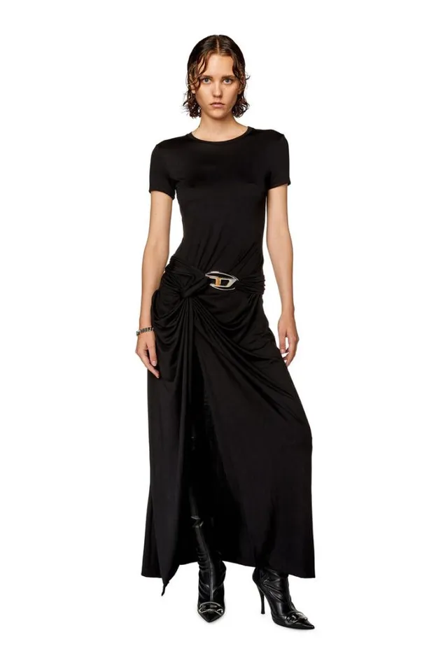 Women DRowy Black Diesel Dresses And Jumpsuits
